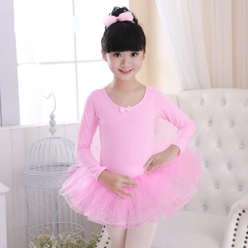 2021 Children Kids Cotton Sequin Professional Ballet Tutu Gymnastics Leotard Girl Dance Costume Vest Baby Tutu Dress
