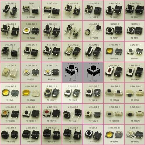 245PCS-490PCS/49models)Momentary Tactile Switch Push Button Tact Non-Locking Button For Laptop TV Tablet PC Key