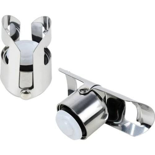 2x Champagne bottle stopper in stainless steel, with sealing cap for bottles of sparkling wine