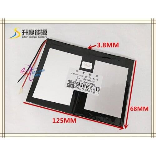 3.7V 5000mAH 3868125 Polymer lithium ion battery / Li-ion battery for TABLET PC power bank MOBILE BANK MP4 E-BOOK