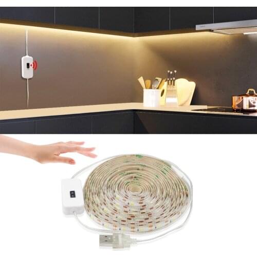 DC 5V USB LED Strip Light SMD 5050 2835 60Leds/m TV Kitchen Backlight Hand Sweep Sensor ON/OFF Led Tape Light Waterproof luz led