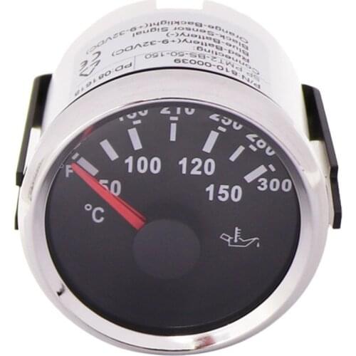 52mm Boat Oil Temperature Gauge Marine Car Engine Oil Temp Indicator 50~150 Degree Celsius Red LED Backlight Meter