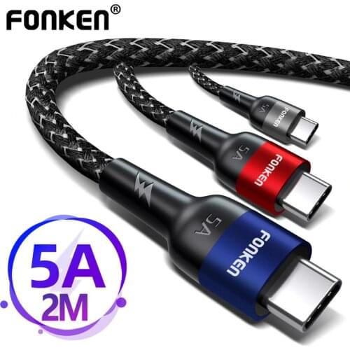 5A Type C USB Cable Universal Quick Charger USB C Cables Charging Tablet Phone 2M 3A QC3.0 Fast Charge Mobile Data Cord