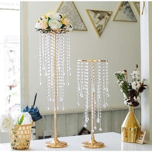 6 pcs Wedding Home Decoration Flower Road Leads Gold Acrylic Crystal Wedding Table Centerpiece