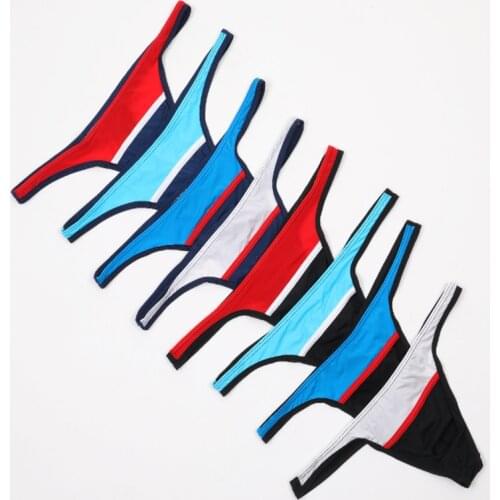 8Pack Men Transparent Thongs G Strings Sexy Gay Underwear Smooth Ice Silk Briefs Mens Bikini See Through T-Back Thong Tanga