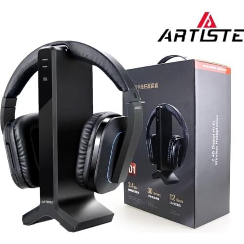 Artiste D1 Wireless TV Headphone 2.4GHz Digital Transmitter Charging Dock Headphone Headset Connection Optical Coaxial RCA