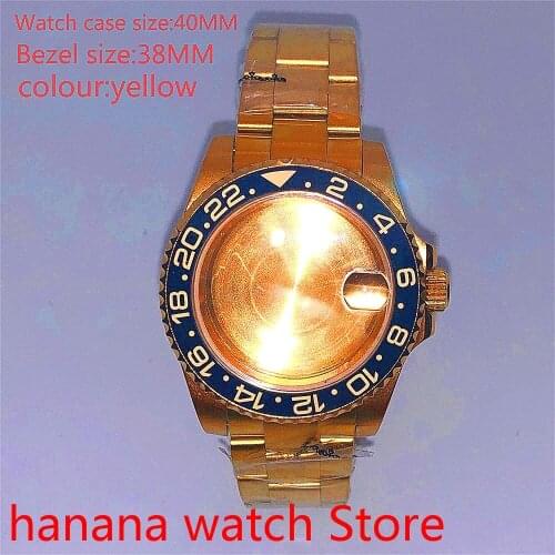 Bliger Suitable for Mingzhu automatic winding 40mm sapphire glass sealed back gold box series, with rotating yellow