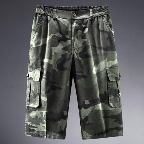 Camouflage Cargo Pants Summer Mens Shorts Cotton Joggers Casual Loose Cropped Pants Pocket Short Trousers Man Men Clothing