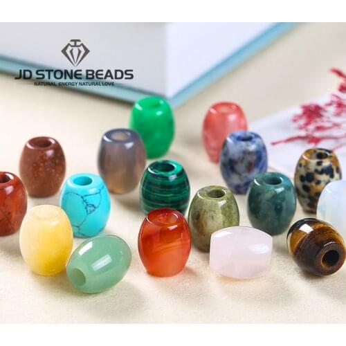 5Pcs/Pack Barrel Shape Diy Beads Accessories Natural Stone Big Large Hole Spacer Loose Beads For Jewelry Making