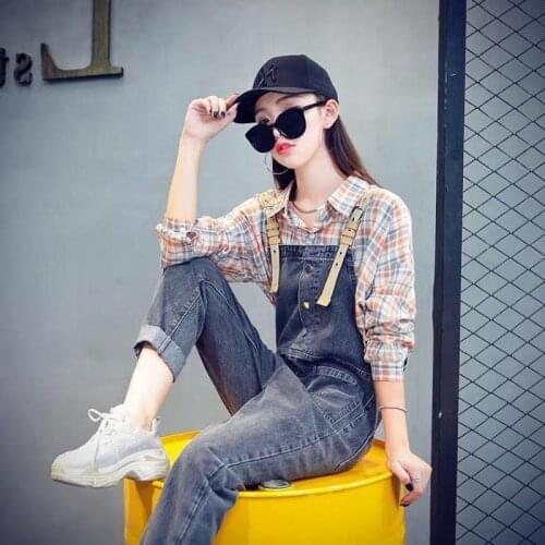 Womens Denim Overalls Korean Version Loose New Korean Age All-match Slimming Suspenders Female Mother Jeans