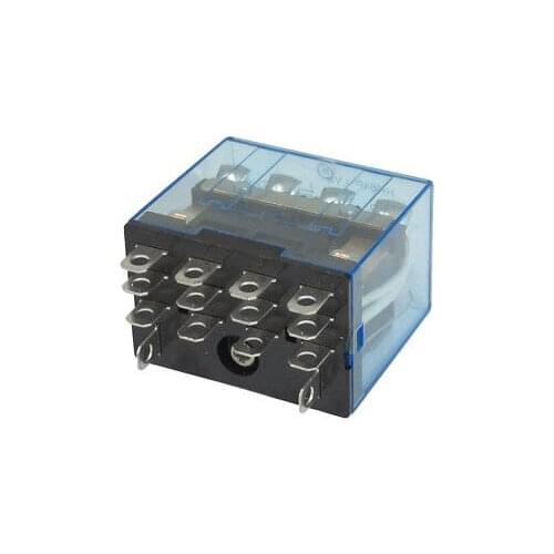 HH64P LY4 AC 12V Coil 14-Pin 4PDT Red LED Electromagnetic Relay