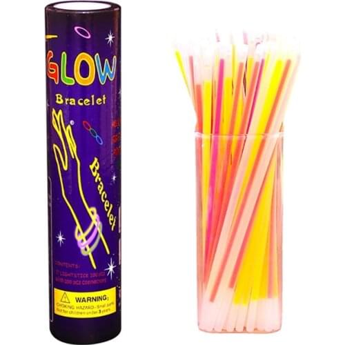 100Pcs Party Fluorescence Light Glow in the Dark Sticks Bracelet Necklace Neon Wedding Birthday Party Decoration