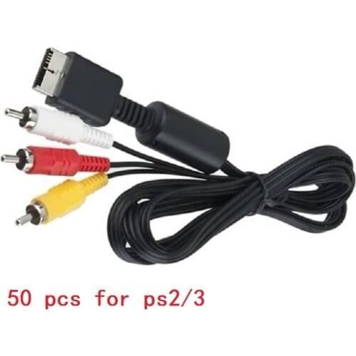 FZQWEG 50 Pcs 1.8m Audio Video To 3 RCA AV Cable for PS3/PS2 AV Component TV Video Cable for Playstation 2 3