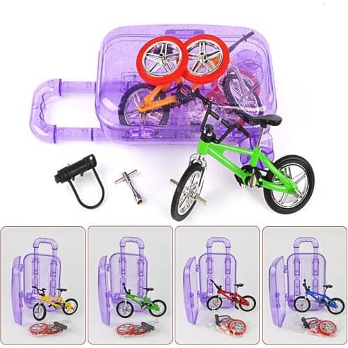 Simulation alloy bicycle model toy set finger bicycle road sign toy scooter