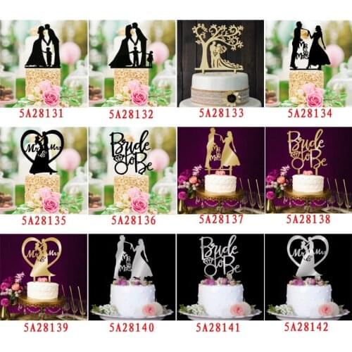 Personalised Rustic Wooden Wedding Cake Topper Mr & Mrs Silhouette Tree Decor