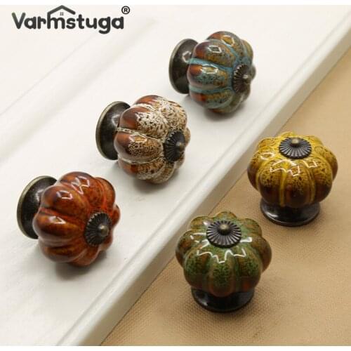 1PC 40MM Pumpkin Ceramic Pull Knobs For Dresser Knob Drawer Cabinet Handle Pulls Kitchen Cupboard Knob Furniture Hardware Handle