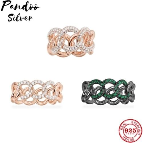 Fashion Charm Sterling Silver Copy 1:1 Replica,Pink And White Chain Ring Black And Green Chain Ring 2021 Luxury Jewelry Gift