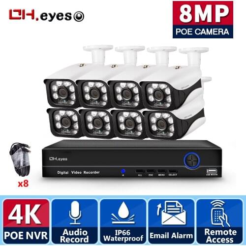 4K NVR Kit 8CH POE CCTV Camera Security System Kit 8MP Outdoor Video Surveillance Set IP Explosion proof Camera System Set