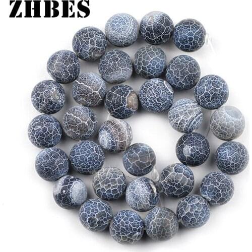 Natural Stone Frosted Black Weathered Agates Spacer 4/6/8/10/12MM Round Loose Beads For Jewelry Making Accessories DIY Bracelet