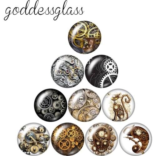 Mechanical 10pcs mixed 12mm/18mm/20mm/25mm Round photo glass cabochon demo flat back Making findings