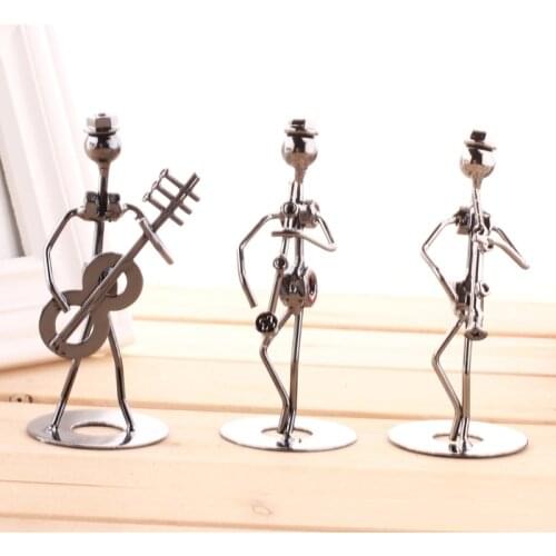 Mini Iron Music Band Model Miniature Musicians Figurines Arts Craft Decorations QXNB