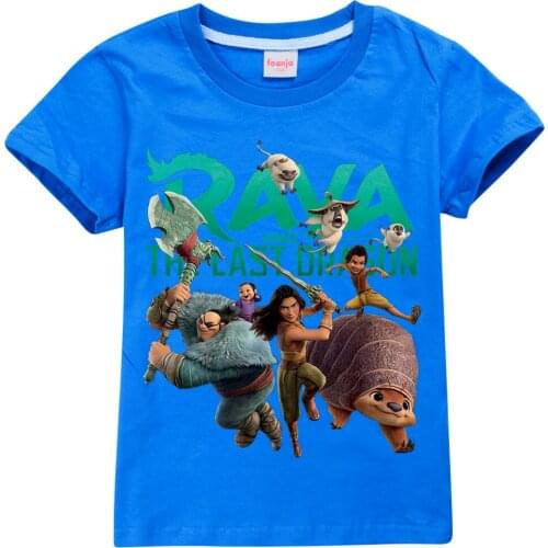 Raya Fashion Childrens Clothing Girls Tops Raya and The Last Dragon Kid Boys Girls Short-sleeved T-shirts Cotton Summer Clothes