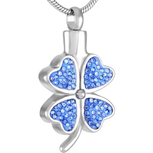 IJD8220 Fashion Women Jewelry stainless steel Lucky Four Leaf Clover Design cremation urn pendant to Hold Ashes Keepsake