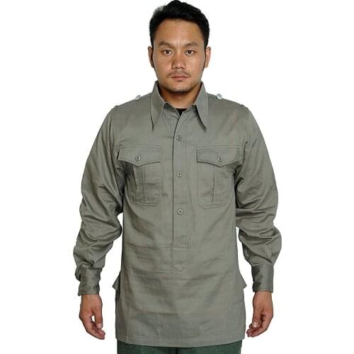 MenS WW2 German Military Wh Wehrmacht Heer Cotton Shirt Grey - World military Store