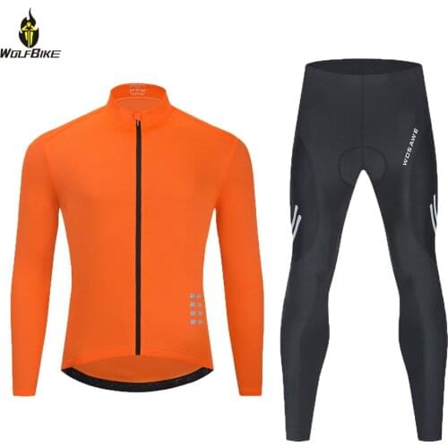 WOLFBIKE Full Sleeve Cycling Set Reflective Anti-Sweat Quick Dry Shirts Tight Trousers Kit Bicycle MTB Bike Long Jersey Clothing