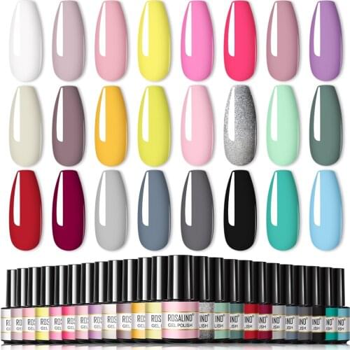 Rosalind Gel Polish Kit All For Manicure Nail Gel Varnishes Cured by UV LED Lamp Soak Off Gel Base And Top Coat 7ml Set Nail Art