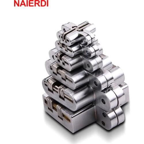 NAIERDI-4013 304 Stainless Steel Hidden Hinges 13x60MM Invisible Concealed Folding Door Hinge With Screw For Furniture Hardware