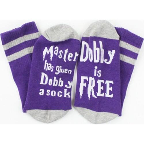 Women Men Mid Calf Novelty Socks English Letters Printed Sock Master Has Given Dobby a Sock Spring Autumn Winter Cotton Sox