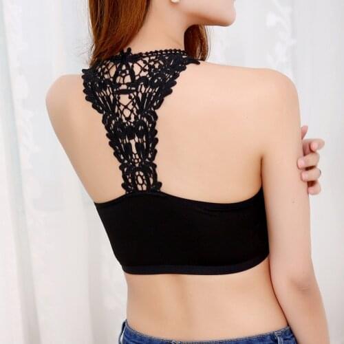 New Sexy Women Lace padded Bustier Crop Top Bralette Crochet Cropped Blusas Mesh Tank Tops