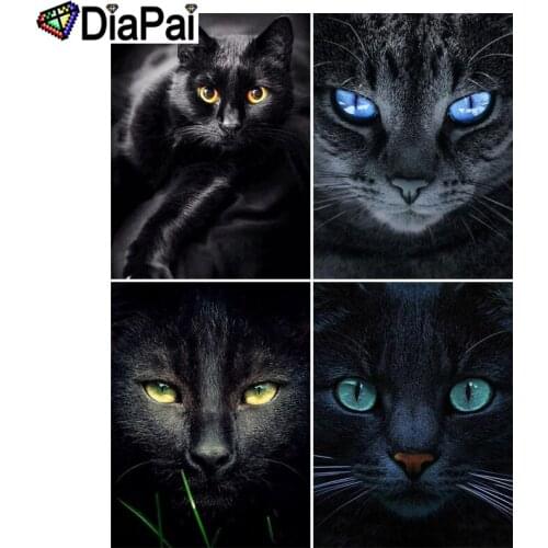 DIAPAI 100% Full Square/Round Drill 5D DIY Diamond Painting "Black cat eyes" 3D Embroidery Cross Stitch Home Decor