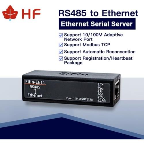 HF EE11 MINI RS485 serial server to Ethernet ModbusTCP serial to Ethernet RJ45 converter with embedded web Serial Server DTU
