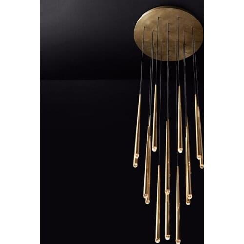 Post-modern LED crystal chandelier designer American-style simple retro villa duplex building clothing store decorative lighting