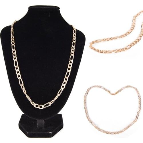 Gold Plated Mens Punk Chain Necklace Women Long Necklace Jewelry Statement Long Figaro Chain Sweater Necklace Punk