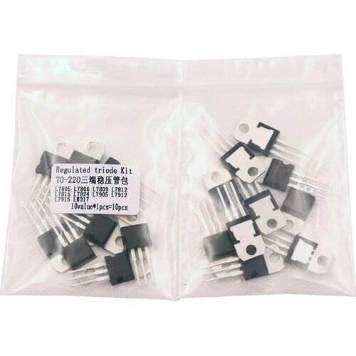 L7805 L7806 L7809 L7812 L7815 L7824 L7905 L7912 L7915 LM317T Transistor Assortment Kit 10value*1pcs 10PCS Voltage Regulator