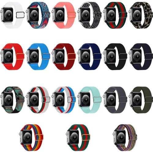 Scrunchie Nylon Strap for Apple Watch band 44mm 40mm 42mm 38mm Adjustable Stretchy Solo Loop Elastic Bracelet iWatch 6 SE 5 4 3