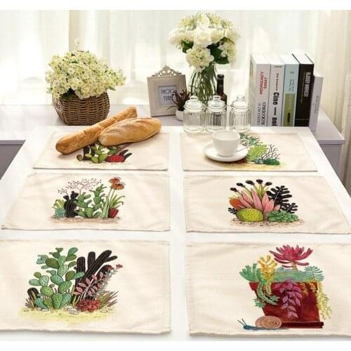 Potted cactus pink kitchen silicone baking mat plate mat leather dining table decor placemats for dining table Oilcloth on table