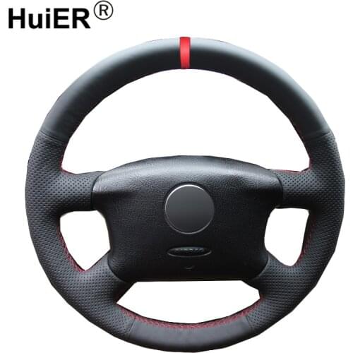 Hand Sewing Car Steering Wheel Cover Car Styling Red Marker For Volkswagen VW Passat B5 1996-2005 Golf 4 1998-2004 Seat Alhambra