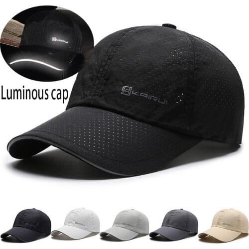Luminous Mens Mesh Baseball Cap Breathable Summer Caps Dad Hat Outdoor Fishing Hats Bone Gorras Snapback Trucker Cap
