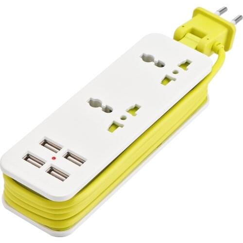 Extension Socket Outlet Portable Travel Power Strip Surge Protector With 4 USB 5V 2A Output) Smart Charger Wall EU/US/UK Plug