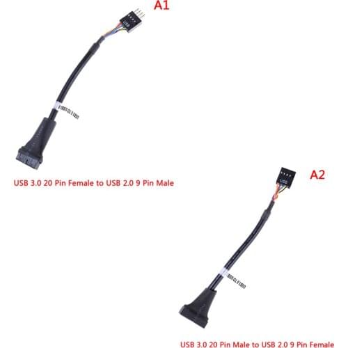 USB 3.0 20 Pin Female Motherboard Header To Usb 2.0 9 Pin Male Adapter Converter Cable For Computer PC