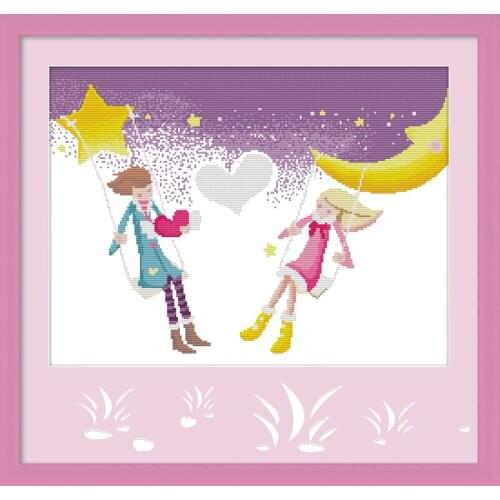 Everlasting Love Twinkling Stars Chinese Cross Stitch Kits Ecological Cotton Stamped Printed 14CT DIY Gift Christmas Decoration