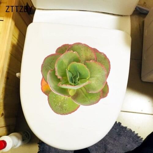 ZTTZDY 21.7×23CM Succulents Plant Fashion Toilet Cover Stickers Creative Home Room Wall Decoration T6-0277