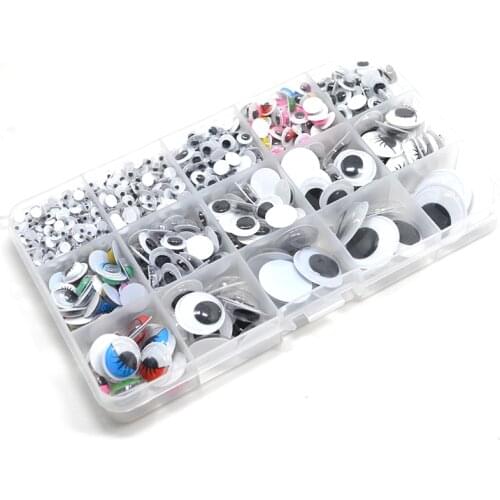 1box (1133pcs) 4-25mm without Self-adhesive Wobbly Googly Moving Eyes for Clothes Scrapbooking Toy Doll Accessories B-2