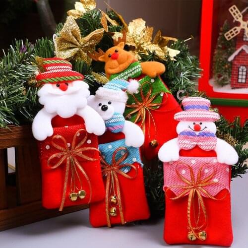 1Pc Santa Claus Snowman Elk Gift Candy Bags Christmas tree Hanging Pendant Ornaments Home Party Decoration New Year Xmas Decor