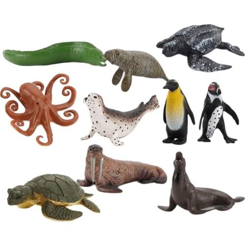 10pcs/lot Marine Animal Action Figures PVC Collectible Toys Ocean Animal Figurines Kids Toys