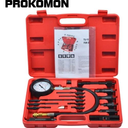 17pc Diesel Engine Compression Cylinder Pressure Tester Gauge Kit Set